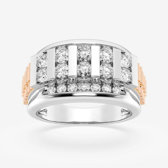 3 Ctw Round Lab Grown Diamond Men's Floating Bar Wedding Band - Picture 6 of 6